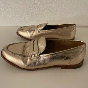 J. Crew Ryan Penny Loafer, Gold, Size 8
